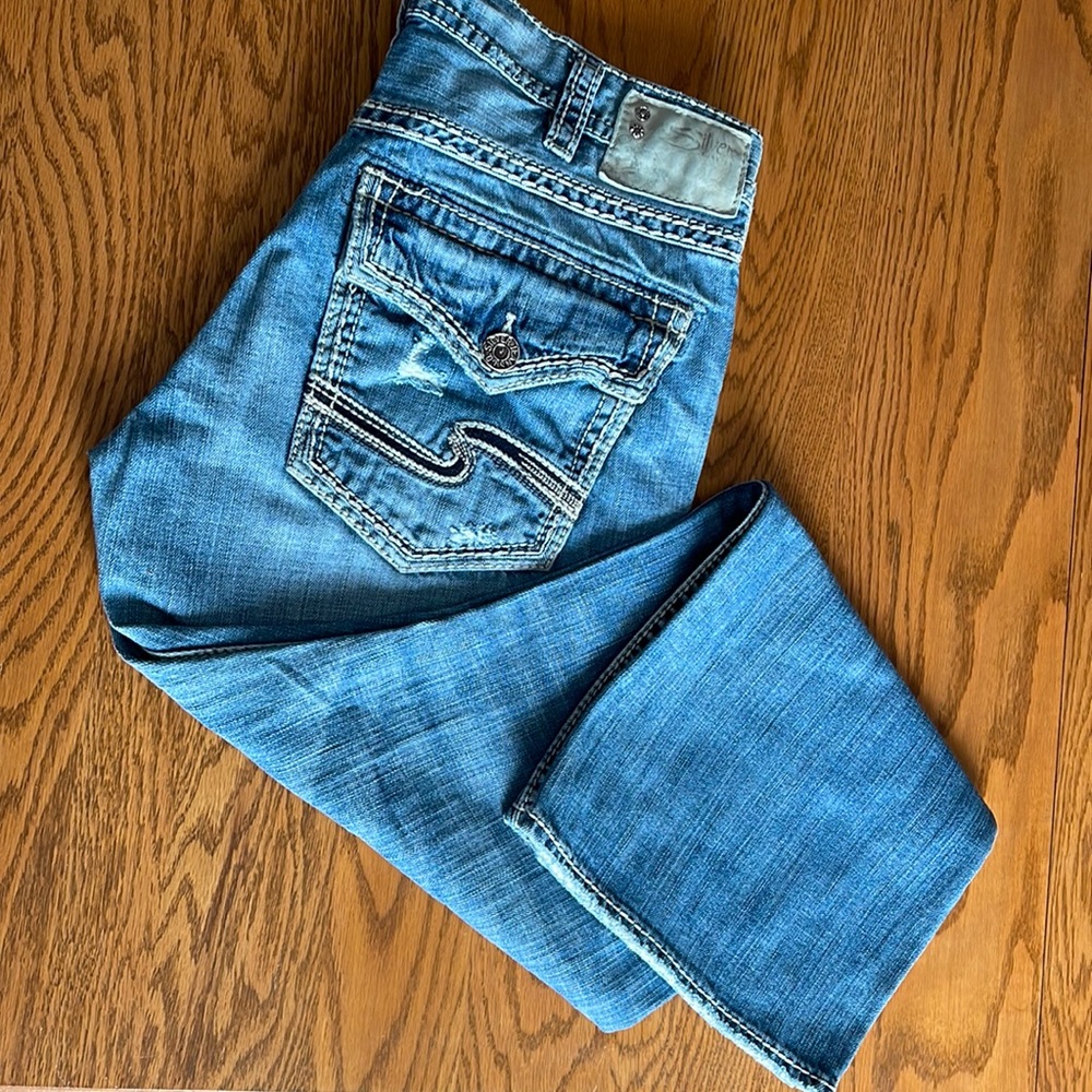 MENS Silver Jeans~ ZAC 36x32